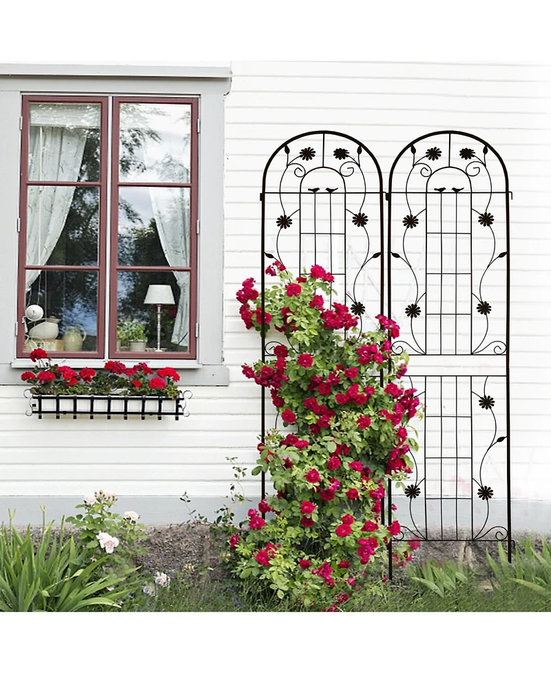 Streamdale Furniture 2 Pack Metal Garden Trellis 86.7" Black