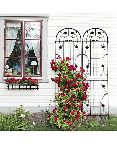 Streamdale Furniture 2 Pack Metal Garden Trellis 86.7" Black