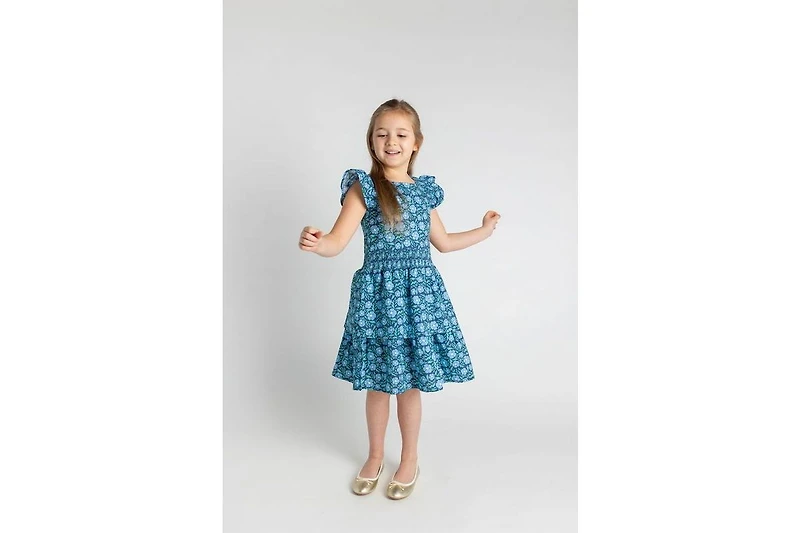 Florence Eiseman Big Girls Floral Print Dress W/Waist Ruching
