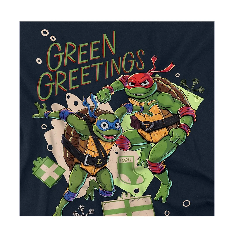 Logovision Big & Tall Tmnt Mutant Mayhem Christmas Greetings Leonardo Raphael T-Shirt