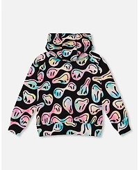 Deux par Girl Pullover Fleece Hoodie Smiley Face
