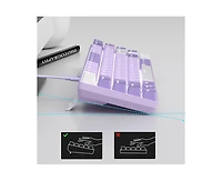 risokeys Portable 60% Mechanical Gaming Keyboard, Mk-Box Led White Backlit Compact 68 Keys Mini Wired Office Keyboard with Red Switch for Windows Lapt