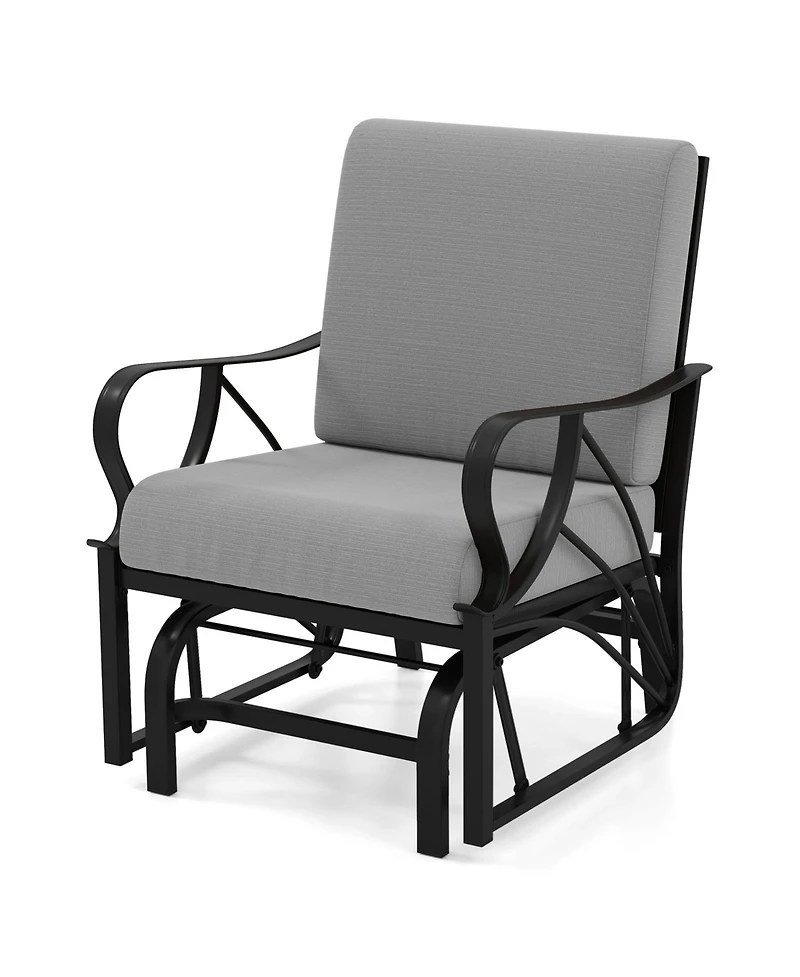 Gymax Patio Glider Chair Single Outdoor Rocking with Seat and Back Cushions