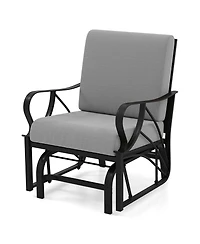 Gymax Patio Glider Chair Single Outdoor Rocking with Seat and Back Cushions