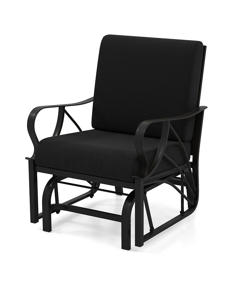 Gymax Patio Glider Chair Single Outdoor Rocking with Seat and Back Cushions