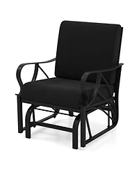 Gymax Patio Glider Chair Single Outdoor Rocking with Seat and Back Cushions