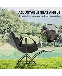 Outsunny Hammock Camping Chair Set of 2 with Adjustable Back, Dark