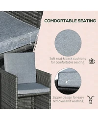 Outsunny 9pc Outdoor Wicker Dining Furniture Set, Table, 4 Seats, Mixed