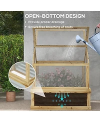 Outsunny Raised Garden Bed with Wooden Cold Frame, 35.5" x 31.5" x 36"