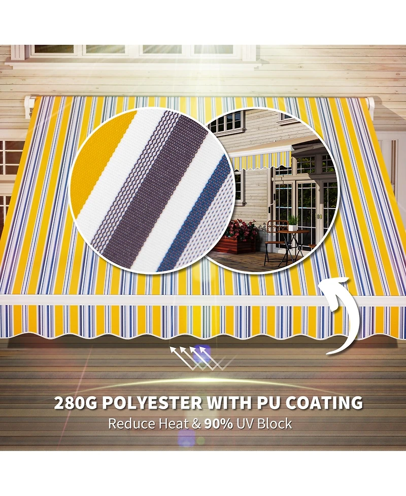 Outsunny 8' x 6.6' Patio Retractable Awning, Manual Sun Shade, Mixed