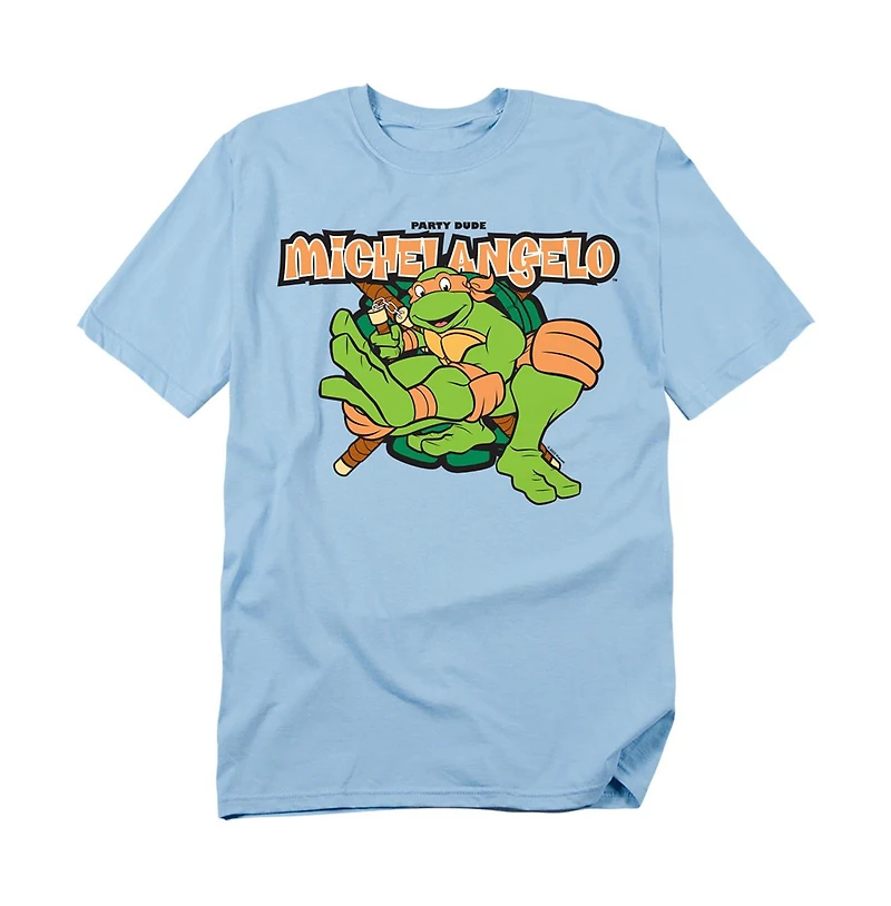 Logovision Men's Tmnt Party Dude Michelangelo T-Shirt