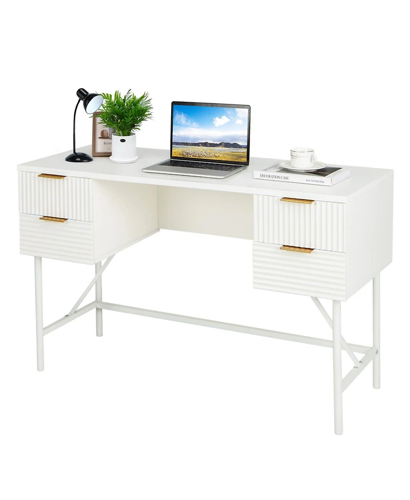 Mecale 48 Inch Home Office Computer Desk with 4 Drawers