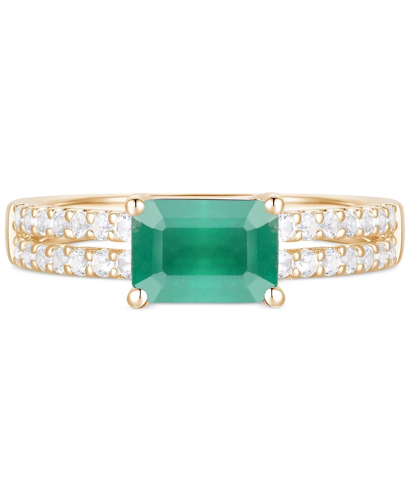 Ruby (1 ct. t.w.) & Diamond (1/4 Double Row Ring 14k Gold (Also Emerald Sapphire)