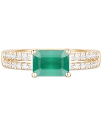 Ruby (1 ct. t.w.) & Diamond (1/4 Double Row Ring 14k Gold (Also Emerald Sapphire)