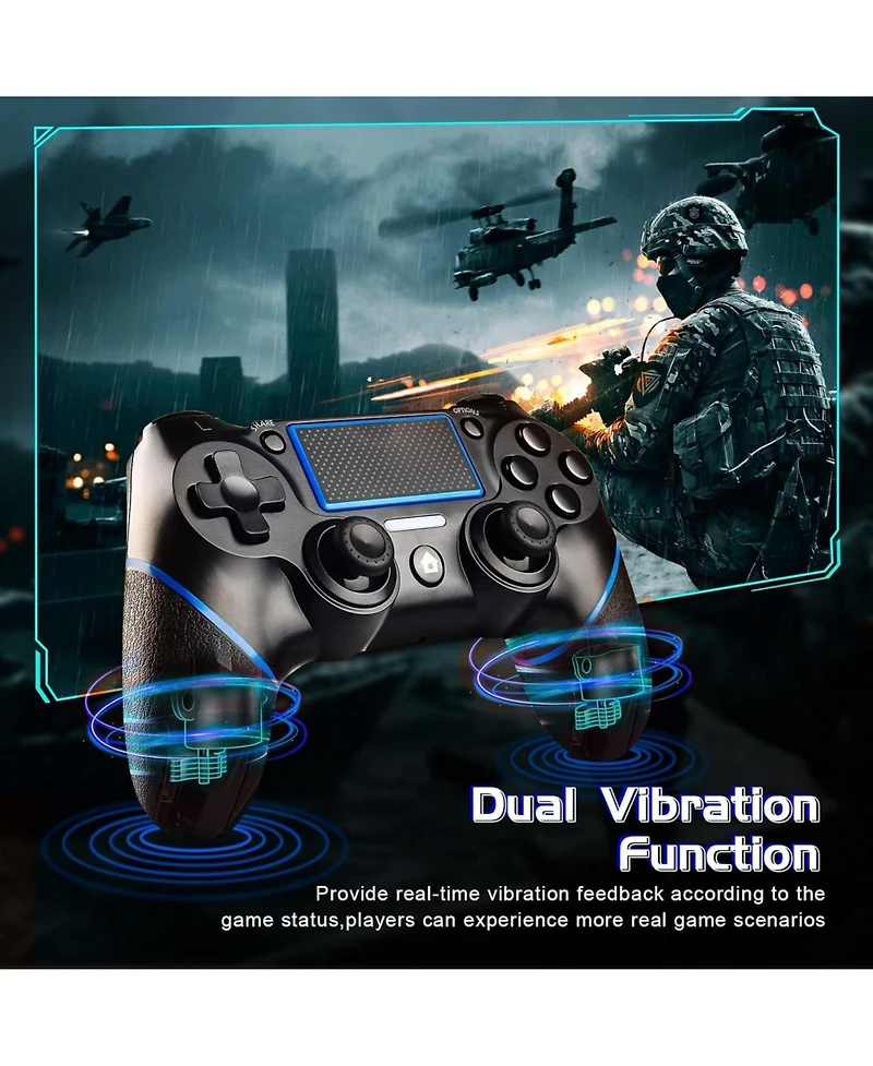 Nbcp Pack Wireless PS4 Controllers, Motion Sensing, Non-Slip Grip, Built-in Speaker & 3.5mm Audio Jack - Compatible with PS4 Console