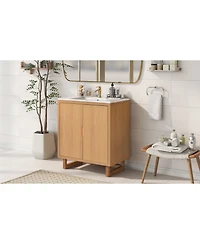 Casainc 30" Solid Wood Bathroom Vanity Set with Sink and Storage Cabinet, Durable & Elegant