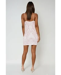 Bebe Women's Spaghetti Strap Glitter Slinky Dress