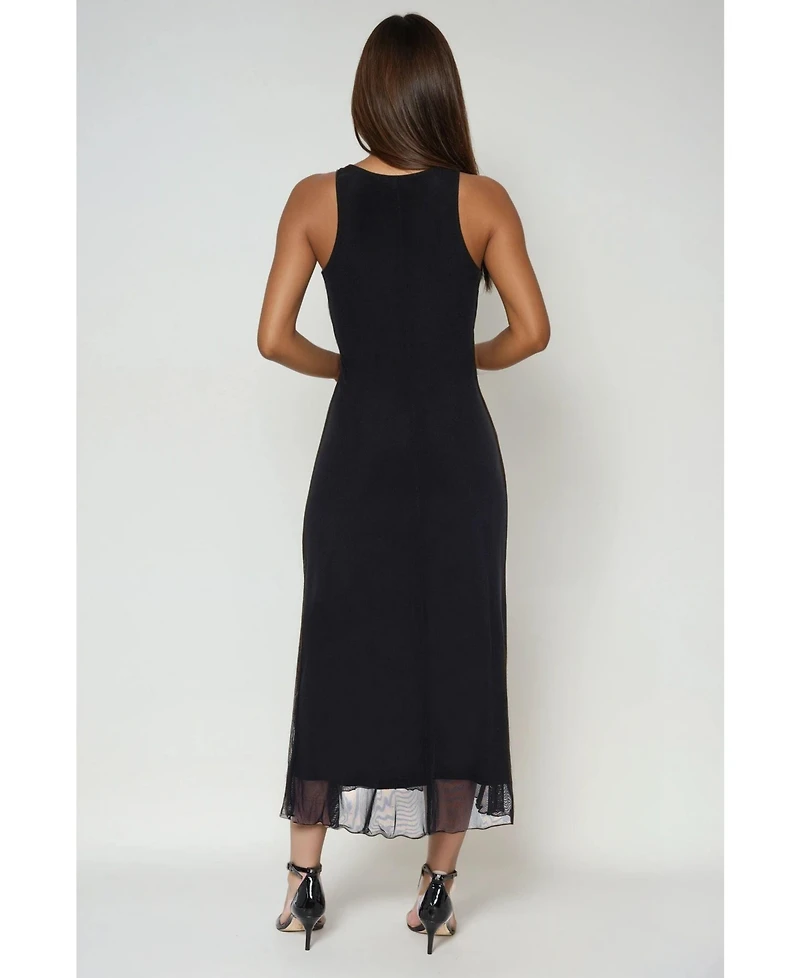 Bebe Women's PowerMesh A-line Maxi Dress