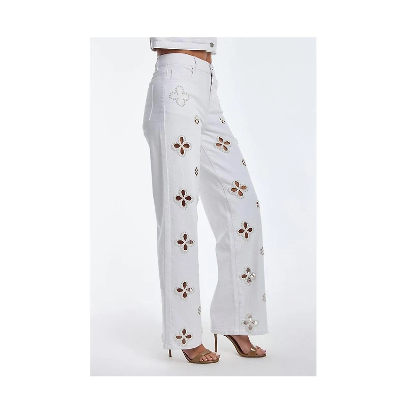 The Noli Shop Women's Kaia Pearl High Rise Jean