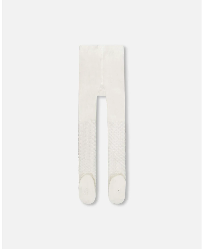 Deux par Girl Knit Tights Off-White - Toddler|Child