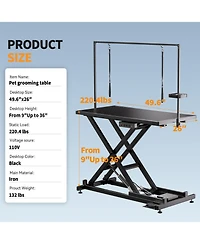 Streamdale Furniture Professional Electric Dog Grooming Table (50" Black)