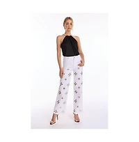 The Noli Shop Women's Mika Silky Halter Top - Pink Chain