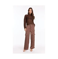 The Noli Shop Women's Lucie Sequin Crochet Top - Espresso
