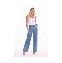 The Noli Shop Womens Dahlia High Rise Relaxed Jean - Medium Blue