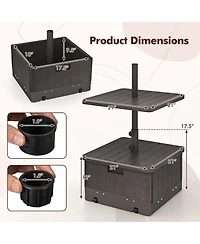 Gymax Patio 175lbs Fillable Umbrella Base w/ Table Tray Wheeled 3-in-1 Stand Outdoor