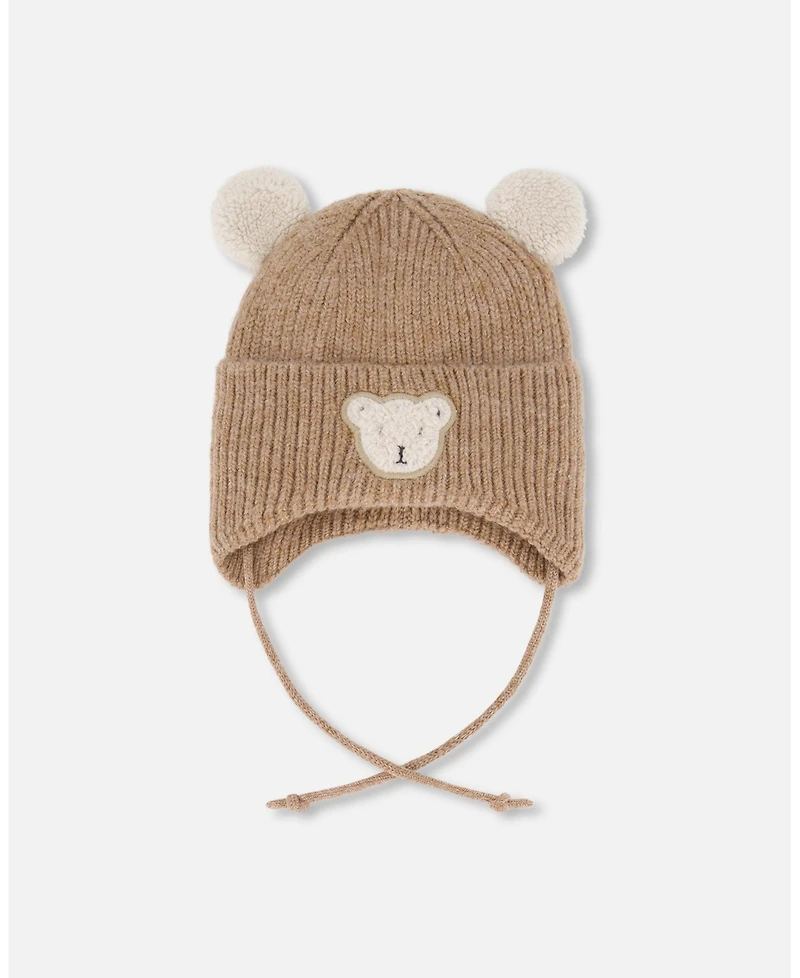 Deux par Baby Unisex Lined Winter Knit Hat with Ear Flaps Brown - Baby|Toddler