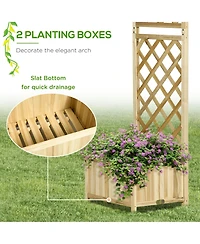 Outsunny 7.5' Garden Arbor Arch Trellis w/ Planters, Great for Wedding