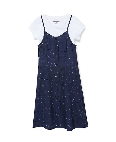 Lands' End Girls Slip Dress with Short Sleeve Tee