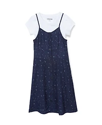 Lands' End Girls Slip Dress with Short Sleeve Tee
