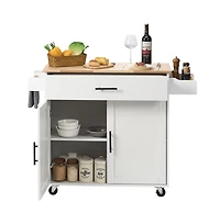 Slickblue Kitchen Cart with Wood Top, Storage Cabinet, Drop Leaf, and Rolling Wheels