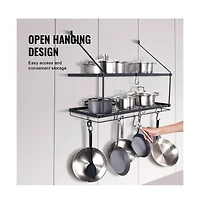 Wall-Mounted Pot Rack with 12 S-Hooks, Holds 55 lb for Cookware and Utensils