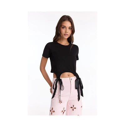 The Noli Shop Women's Diana Satin Bow Shirt - White