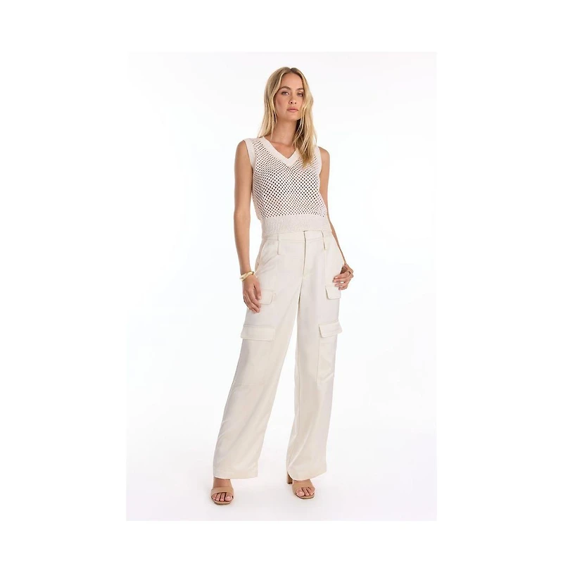 The Noli Shop Women's Addison Sequin Crochet Top - Pearl