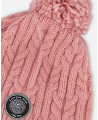 Deux par Girl Lined Winter Hat with Pompom Dusty Pink - Toddler|Child