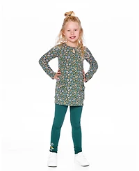 Deux par Big Girls Jersey Tunic Green with Floral Print