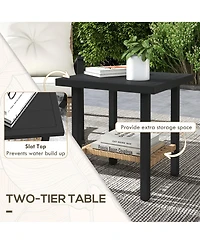 Outsunny 3 Pieces Bistro Set with Rat Rocking Chairs & Table Dark