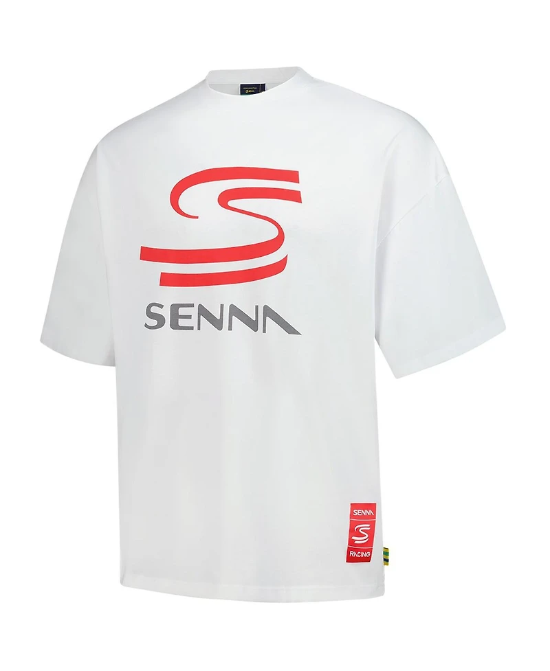 Ayrton Men's and Women's Senna White F1 Graphic Oversized T-Shirt