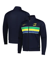 Ayrton Men's and Women's Senna Navy F1 Retro Stripe Full-Zip Jacket