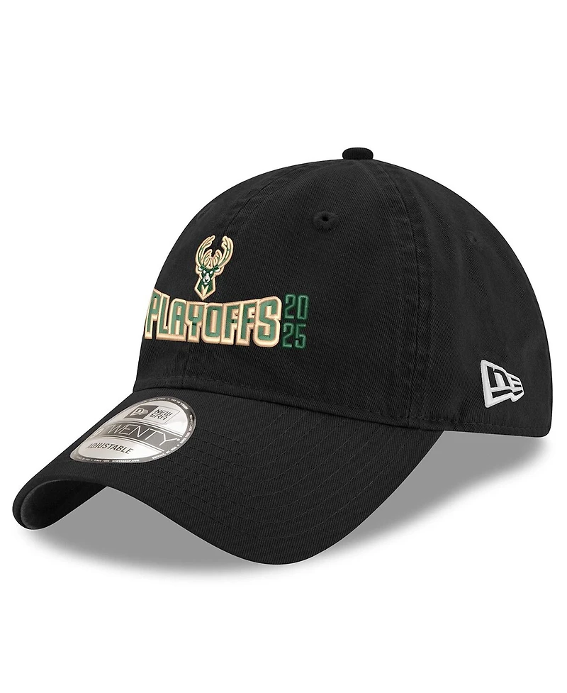 New Era Men's Black Milwaukee Bucks 2025 Nba Playoffs 9TWENTY Adjustable Hat