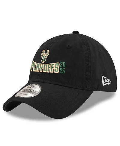 New Era Men's Black Milwaukee Bucks 2025 Nba Playoffs 9TWENTY Adjustable Hat