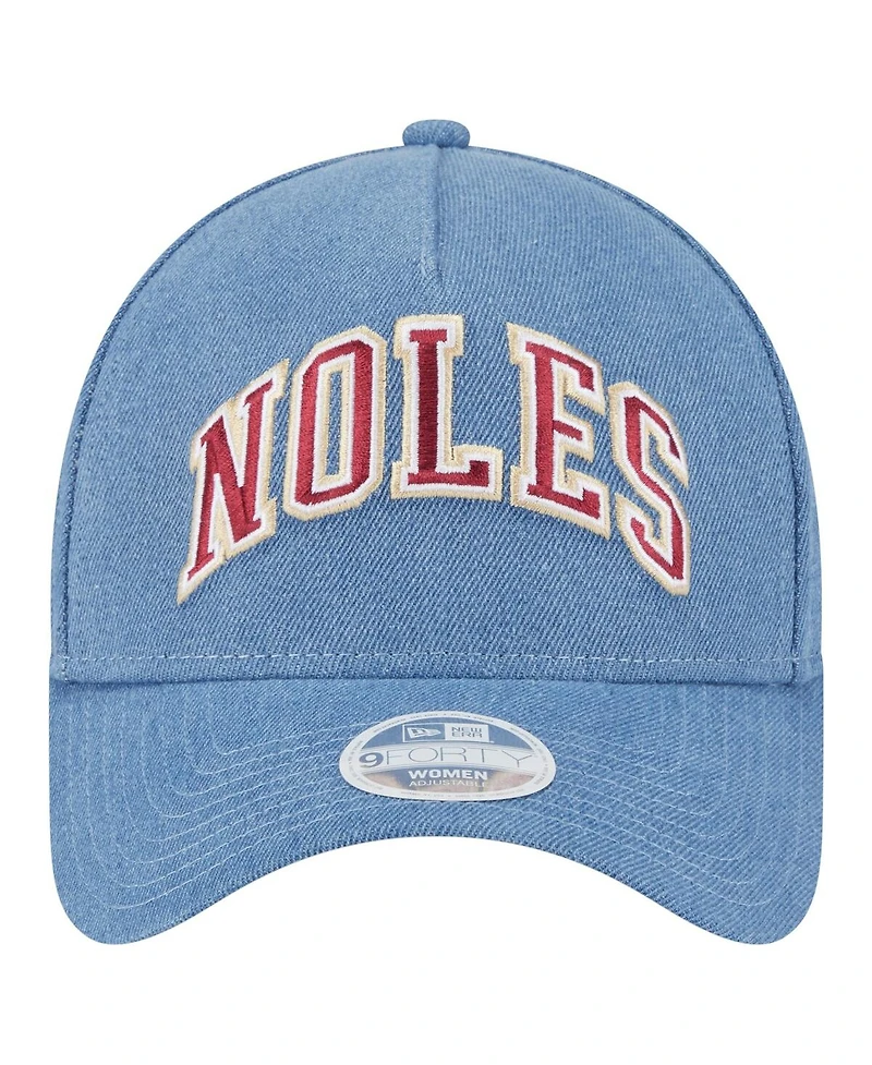 New Era Women's Denim Florida State Seminoles A-Frame 9FORTY Adjustable Hat