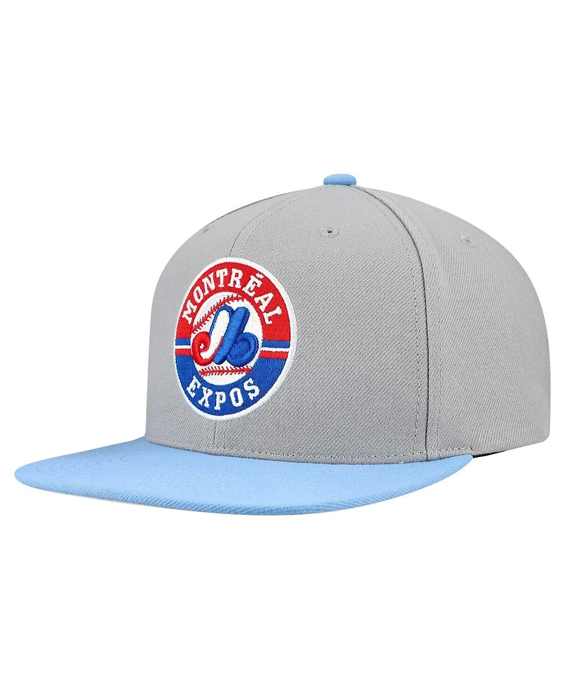 Mitchell & Ness Men's Gray Montreal Expos Cooperstown Collection Basic Flip Snapback Hat