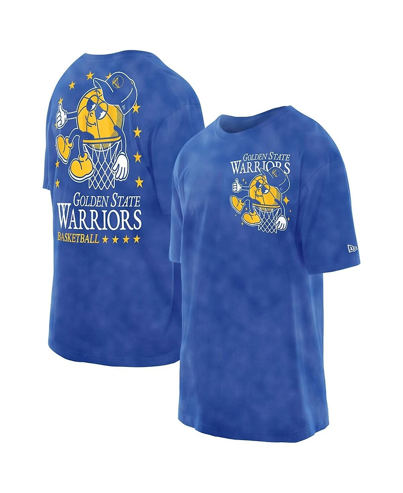 New Era Men's Royal Golden State Warriors Old School Sport Enzyme Wash Oversized T-Shirt