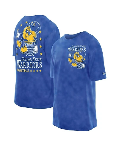 New Era Men's Royal Golden State Warriors Old School Sport Enzyme Wash Oversized T-Shirt