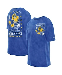 New Era Men's Royal Golden State Warriors Old School Sport Enzyme Wash Oversized T-Shirt
