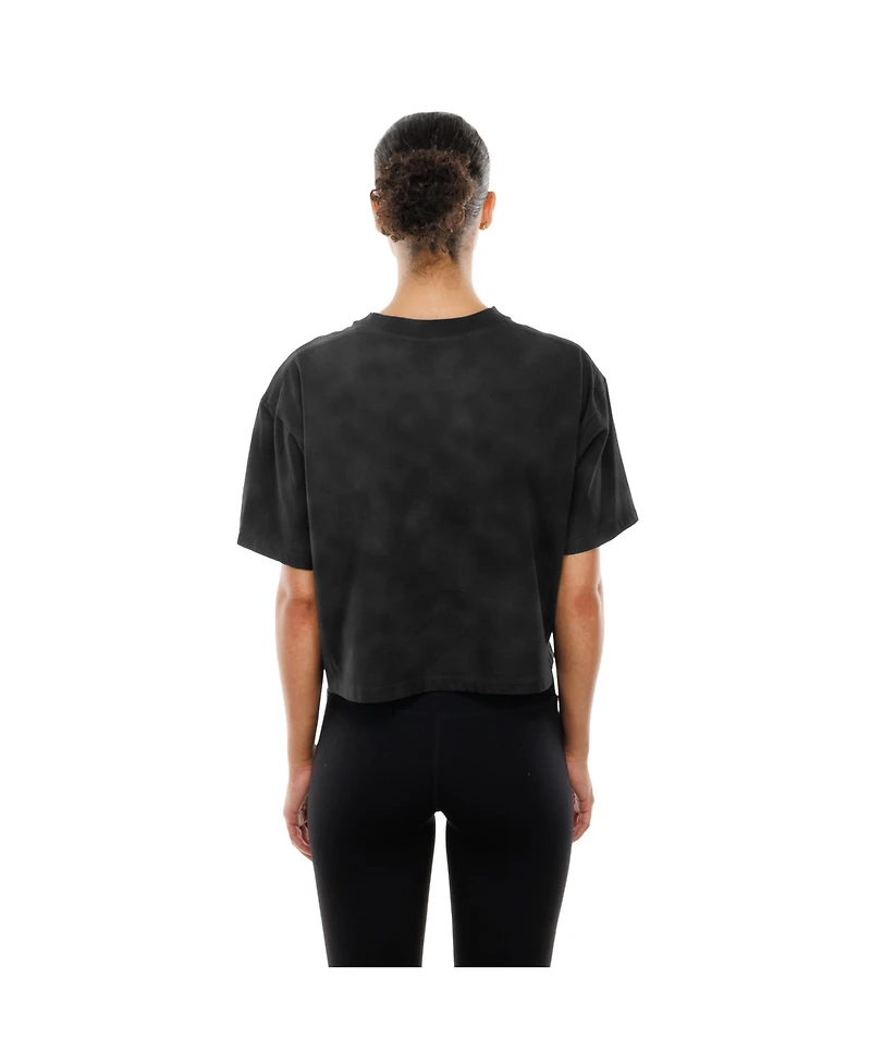 New Era Women's Black Pittsburgh Steelers Cropped Boxy Sport Classics Mineral Wash T-Shirt